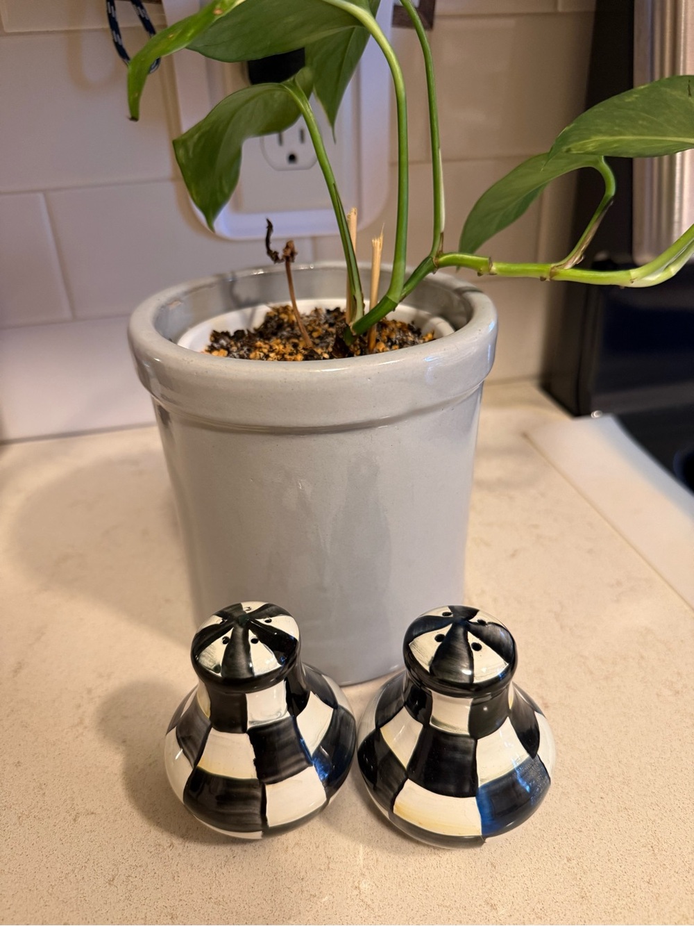 MacKenzie-Child’s *NWOT Courtly Checked Salt and Pepper Shakers